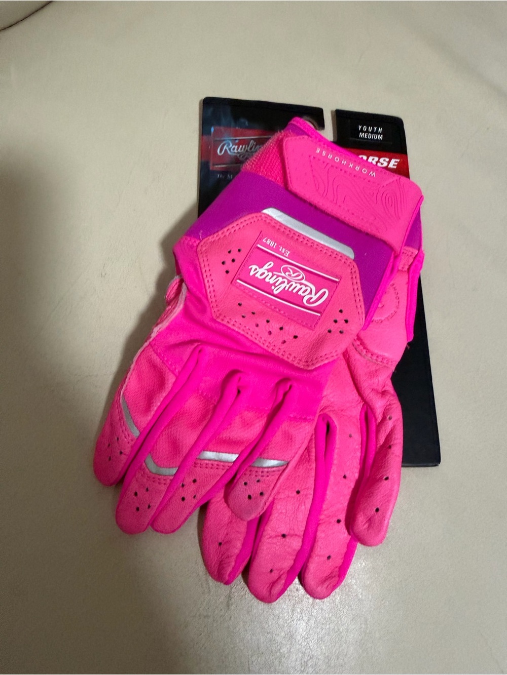Rawlings Hot Pink Youth Batting Gloves